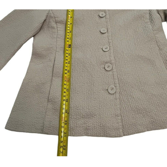 Eileen Fisher Gauzy Texture Blazer Jacket Pockets Minimalist Beige Size XS - Picture 5 of 13